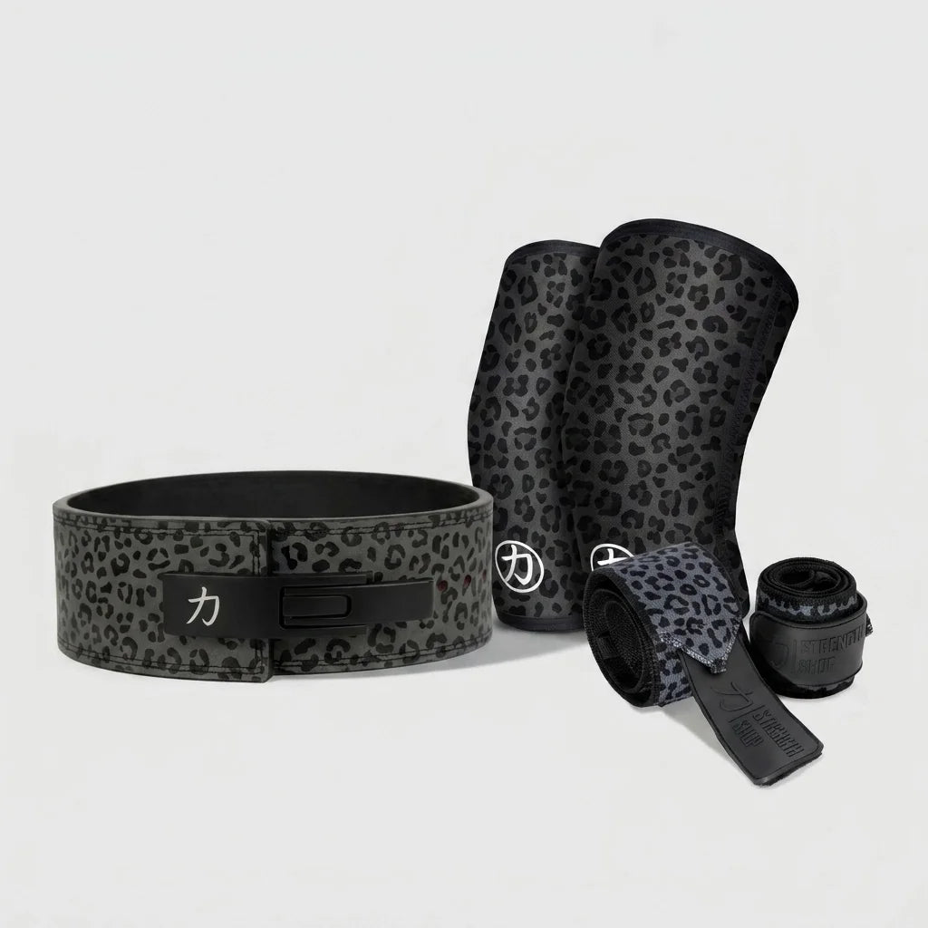 Strength Stack - Dark Leo - 10mm Lever Belt, 7mm Inferno Knee Sleeves & Zeus Wrist Wraps