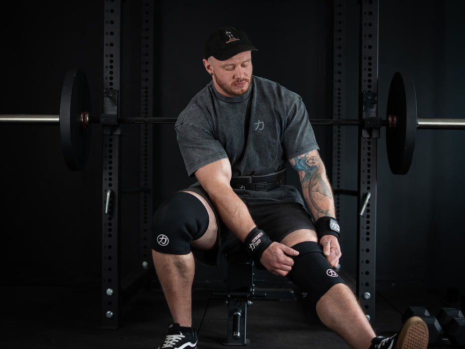 Strength Stack - Black - 10mm Lever Belt, 7mm Inferno Knee Sleeves & Zeus Wrist Wraps