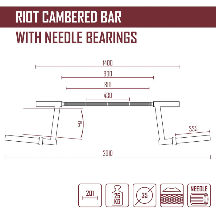 Riot Cambered Bar - with needle bearings, 25kg