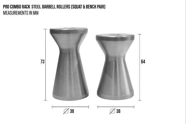 PRO Competition Combo Rack Stainless Steel Barbell Rollers (Squat & Bench Pair)