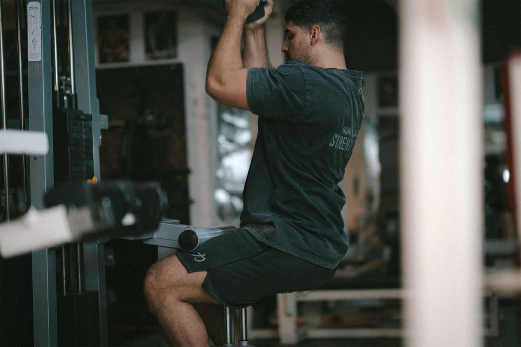 Home of Strength - Shorts, Stone-Washed Grey