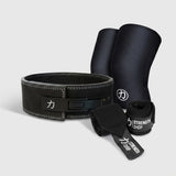 Strength Stack - Black - 10mm Lever Belt, 7mm Inferno Knee Sleeves & Zeus Wrist Wraps