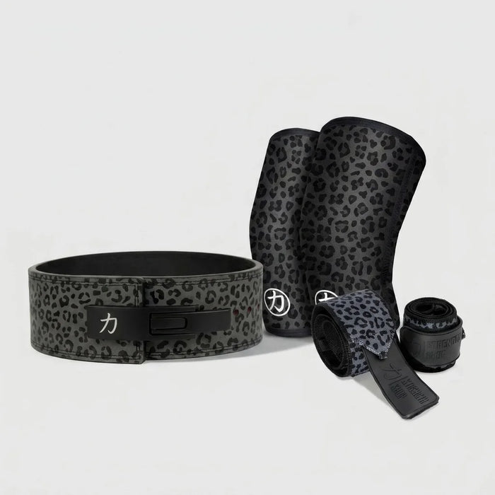 Strength Stack - Dark Leo - 10mm Lever Belt, 7mm Inferno Knee Sleeves & Zeus Wrist Wraps